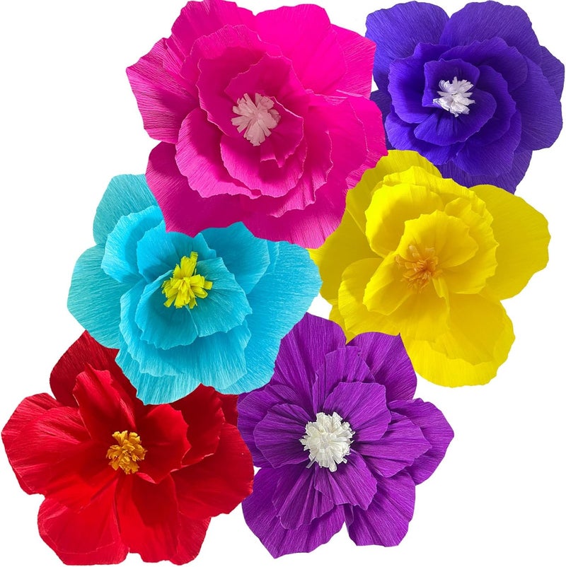 ANSOMO Bright Paper Flowers Artificial Crepe Tissue Wall Décor Fiesta Mexican Cinco De Mayo Wedding Birthday Bridal Baby Shower Classroom Luau Hawaiian Party Decorations - Image 1